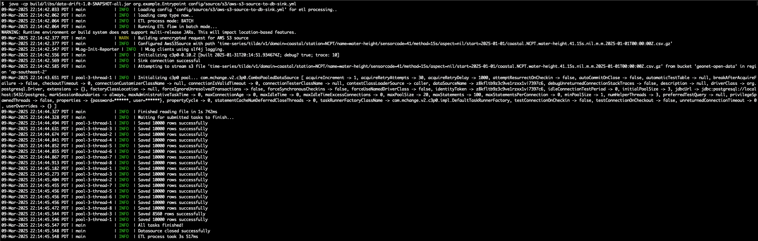 Data Drift — Config-driven ETL Framework (Java)